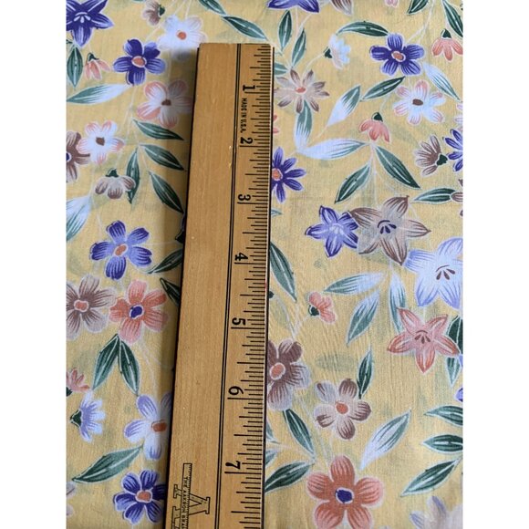 Floral Pattern Yellow Cotton Fabric 1/2 yard x 44" wide - Picture 3 of 4
